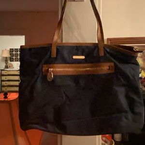 Michael Kors navy nylon tote with leather trim tote